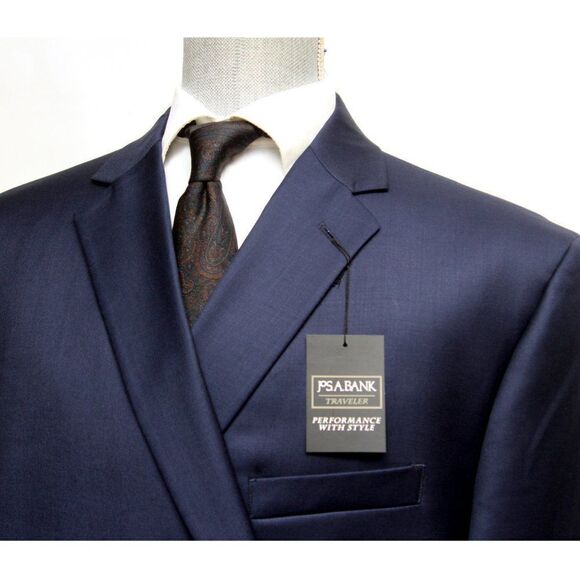 56R Jos A Bank Traveler Tailored Fit Sportcoat Blazer Bright Navy D010048 - Picture 4 of 10